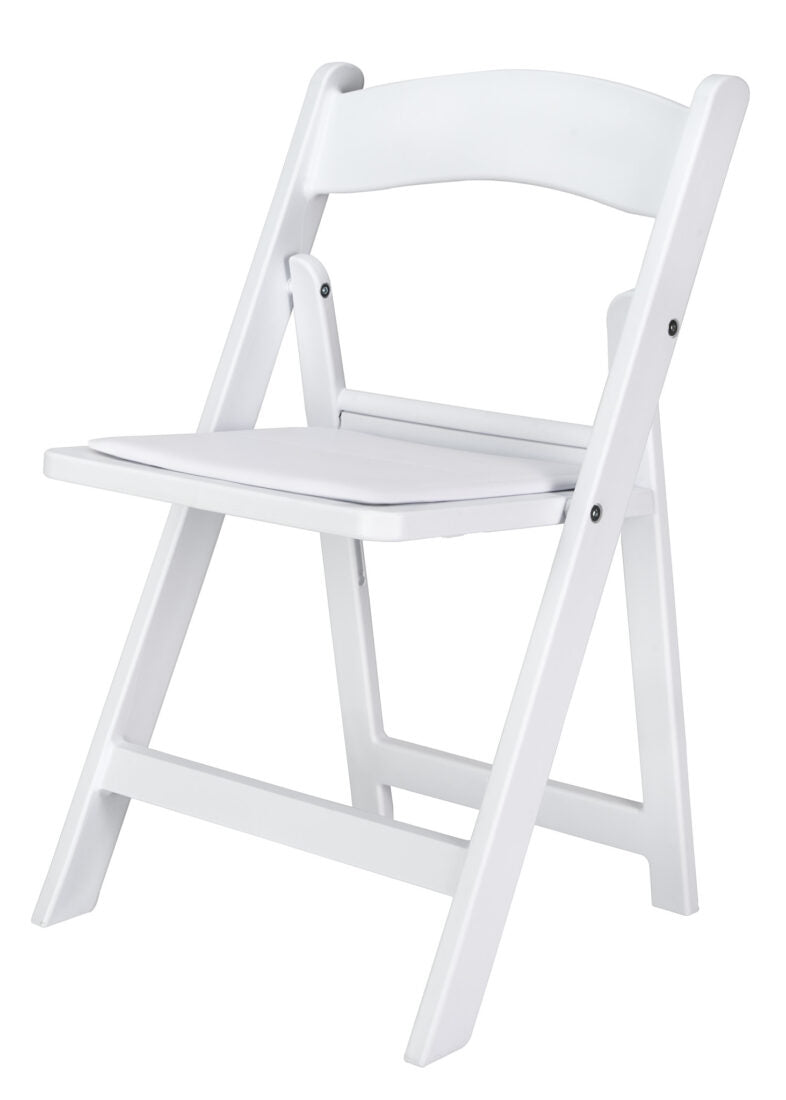 White Kids Resin Folding Chair by Chiavari, Free Extended Warranty, Stackable, UV Sun Protection, Water Proof, Anti-Rust, (Per Chair Price Shown - Sold only in Quantities of 4) CFRW-KID-AX-T