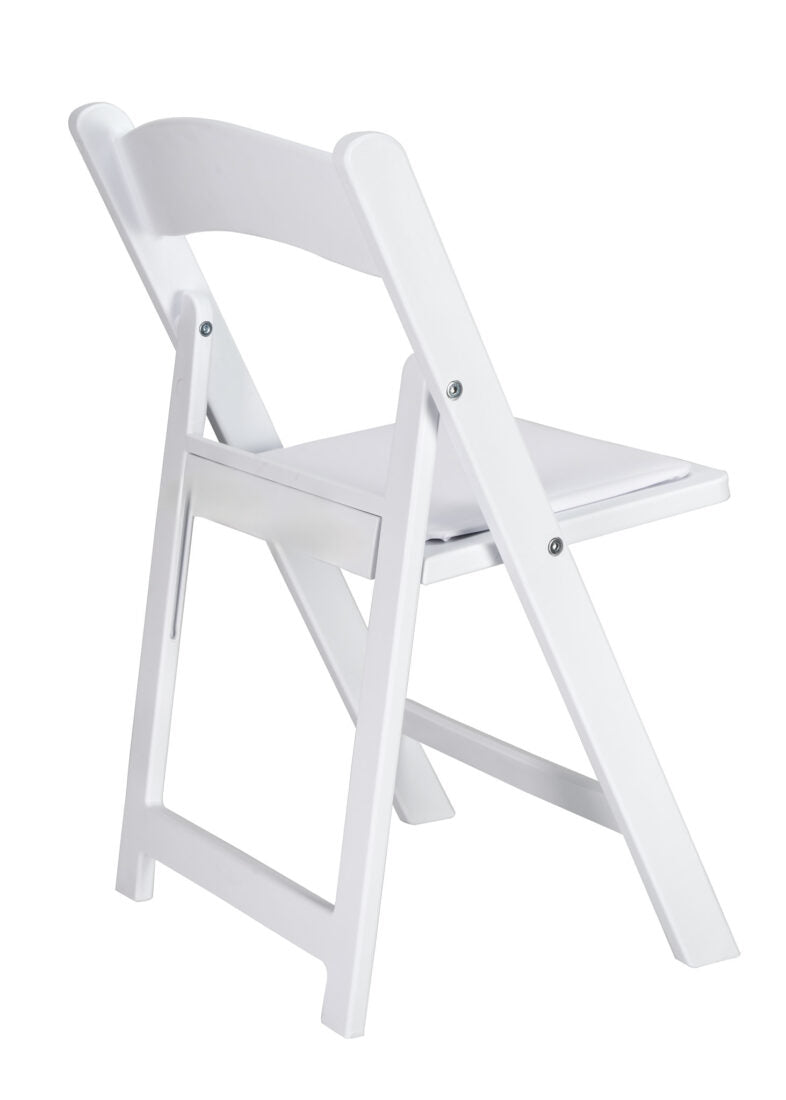 White Kids Resin Folding Chair by Chiavari, Free Extended Warranty, Stackable, UV Sun Protection, Water Proof, Anti-Rust, (Per Chair Price Shown - Sold only in Quantities of 4) CFRW-KID-AX-T