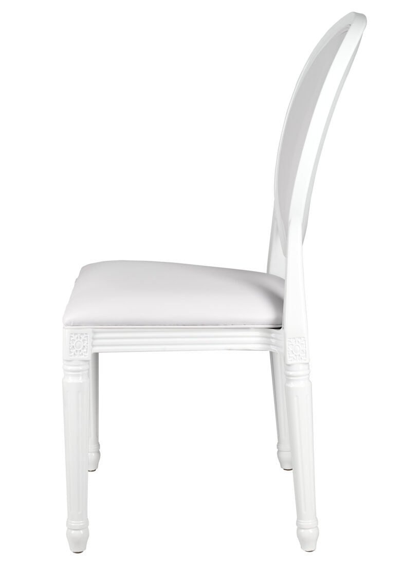 White Resin Louis Pop Chair with White Vinyl Seat and Back by Chivari CLPRWWW-ZG-T