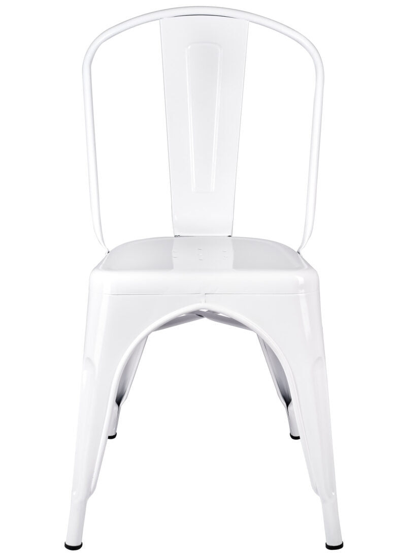 White Hi Gloss Steelix Tolix Style Metal Restaurant Chair – Ships Fully Assembled CTMW-AX-T