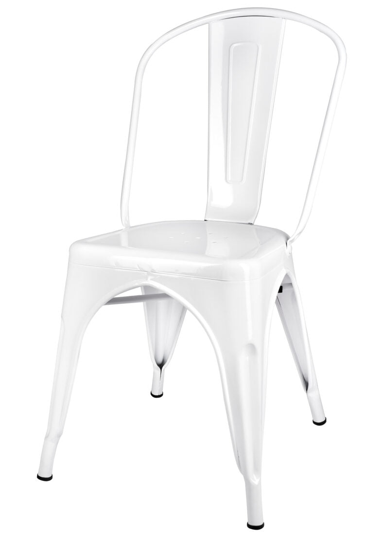 White Hi Gloss Steelix Tolix Style Metal Restaurant Chair – Ships Fully Assembled CTMW-AX-T