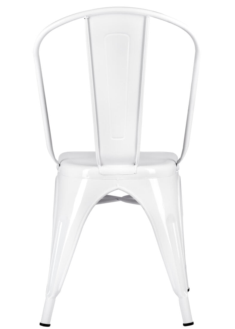 White Hi Gloss Steelix Tolix Style Metal Restaurant Chair – Ships Fully Assembled CTMW-AX-T