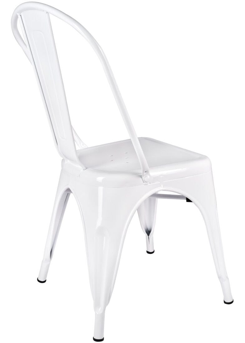 White Hi Gloss Steelix Tolix Style Metal Restaurant Chair – Ships Fully Assembled CTMW-AX-T