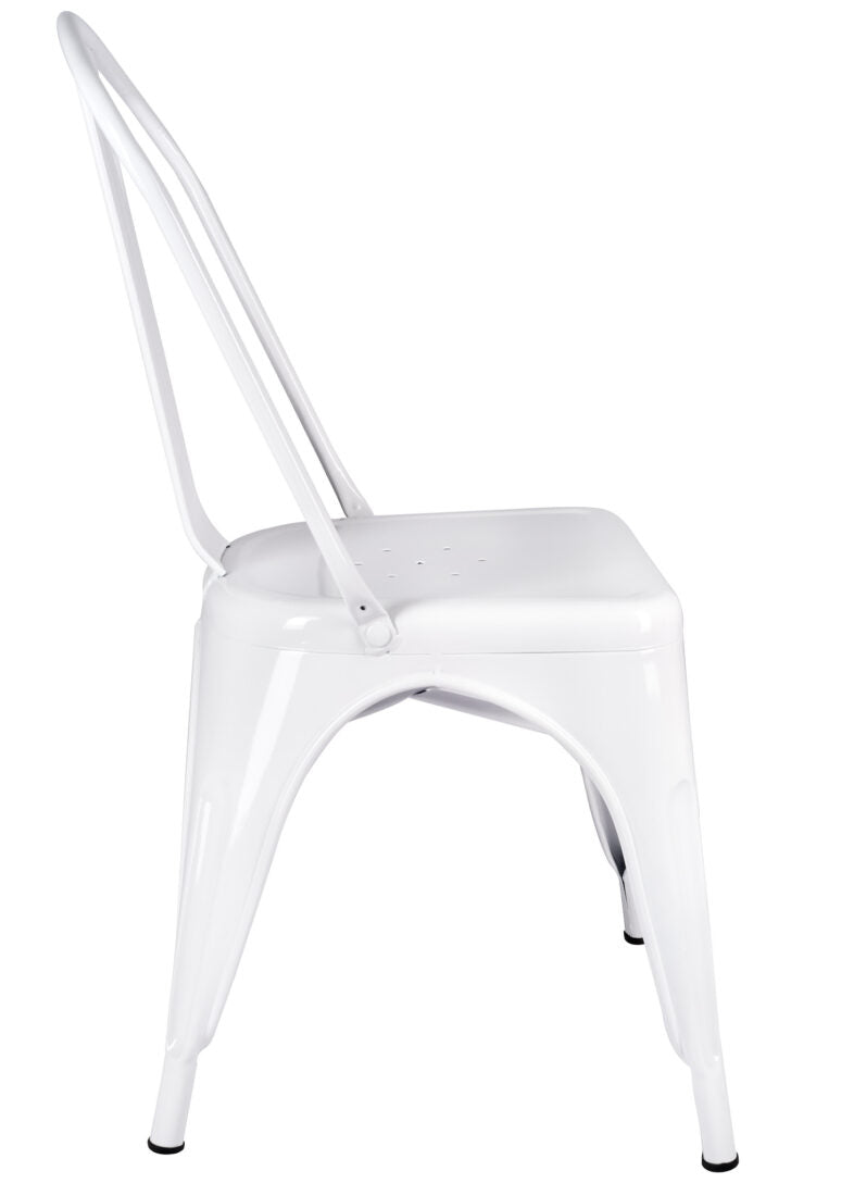 White Hi Gloss Steelix Tolix Style Metal Restaurant Chair – Ships Fully Assembled CTMW-AX-T