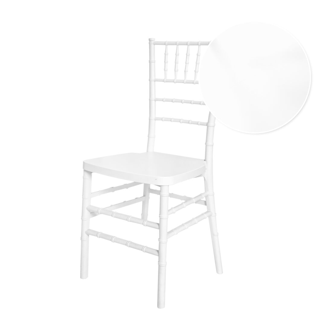 White ToughResin Mono-Frame Chiavari Chair by Chivari CCRW-MONO-AX-T Swatch