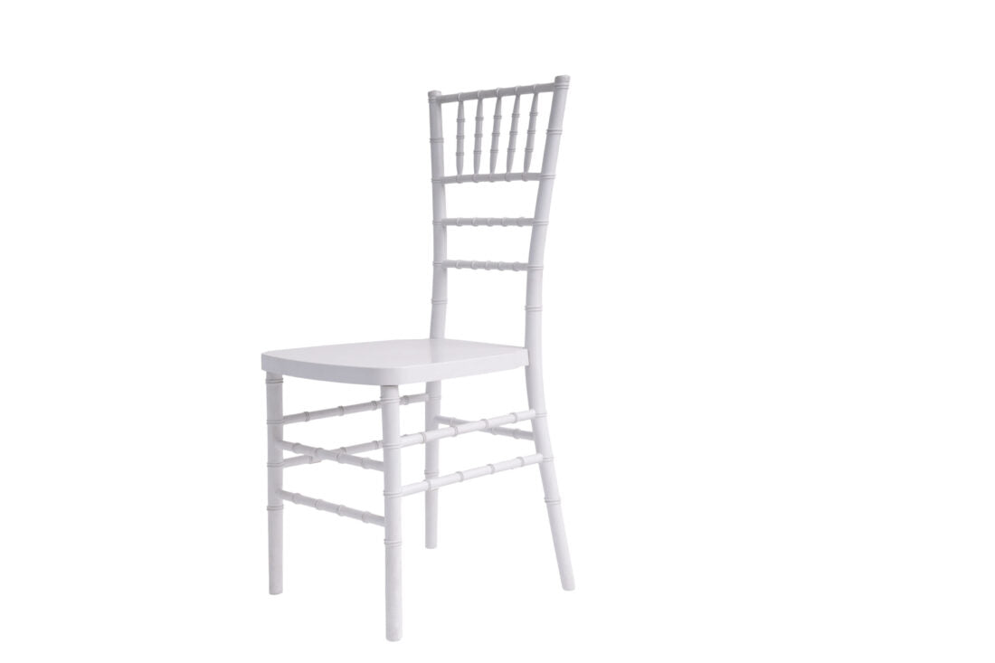 White ToughWood Chiavari Chair Left 45 CCWW-ZG-T