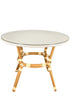 40" Round White and Beige Rattan French Bistro Table