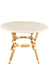 40" Round White and Beige Rattan French Bistro Table