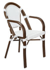 White on White French Bistro Patio Dining Chair with Arms