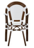 White on White French Bistro Patio Dining Chair with Arms