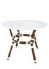 40" White on White Bistro Table PE Rattan Light Pipe Seats Four