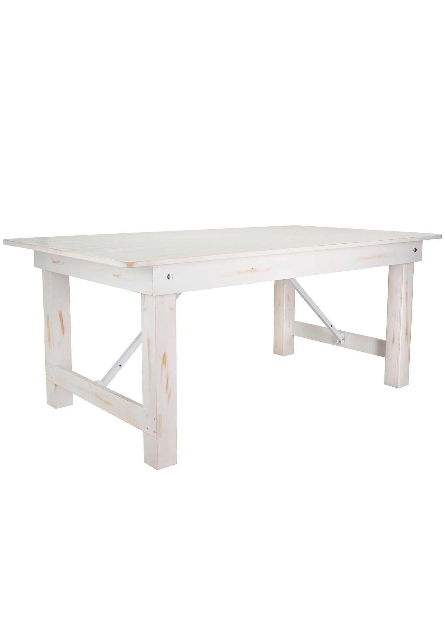72″ x 40″ (6 Foot ) White Distressed Rectangle Straight Leg Wood Farm Table