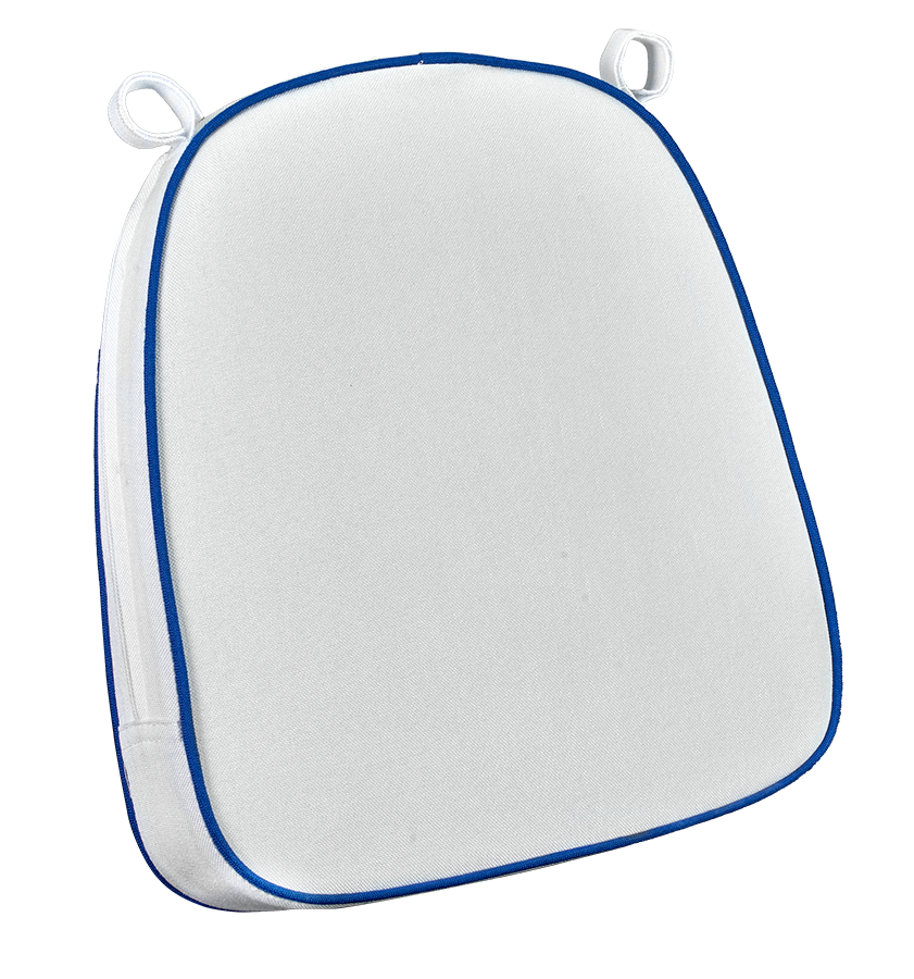 White with Royal BluePiping, 2.5" Thick Chair Cushion - World's Best Cushions