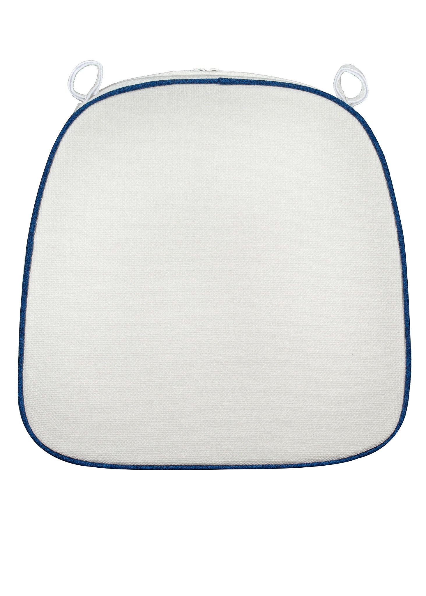 White with Royal BluePiping, 2.5" Thick Chair Cushion - World's Best Cushions