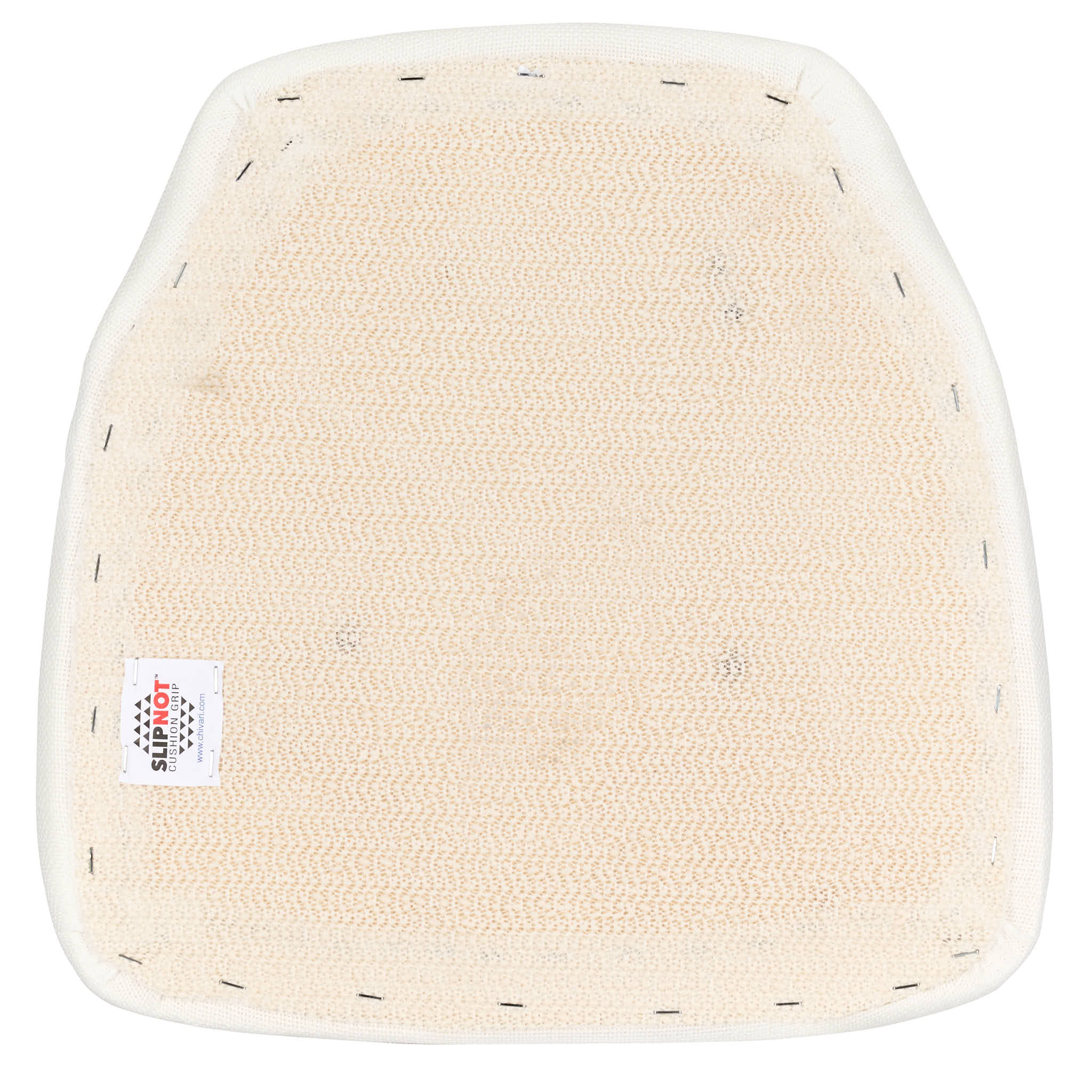 White 1.75" Thick Fabric Panel Back Chiavari Chair Cushion and SlipNot™ Technology