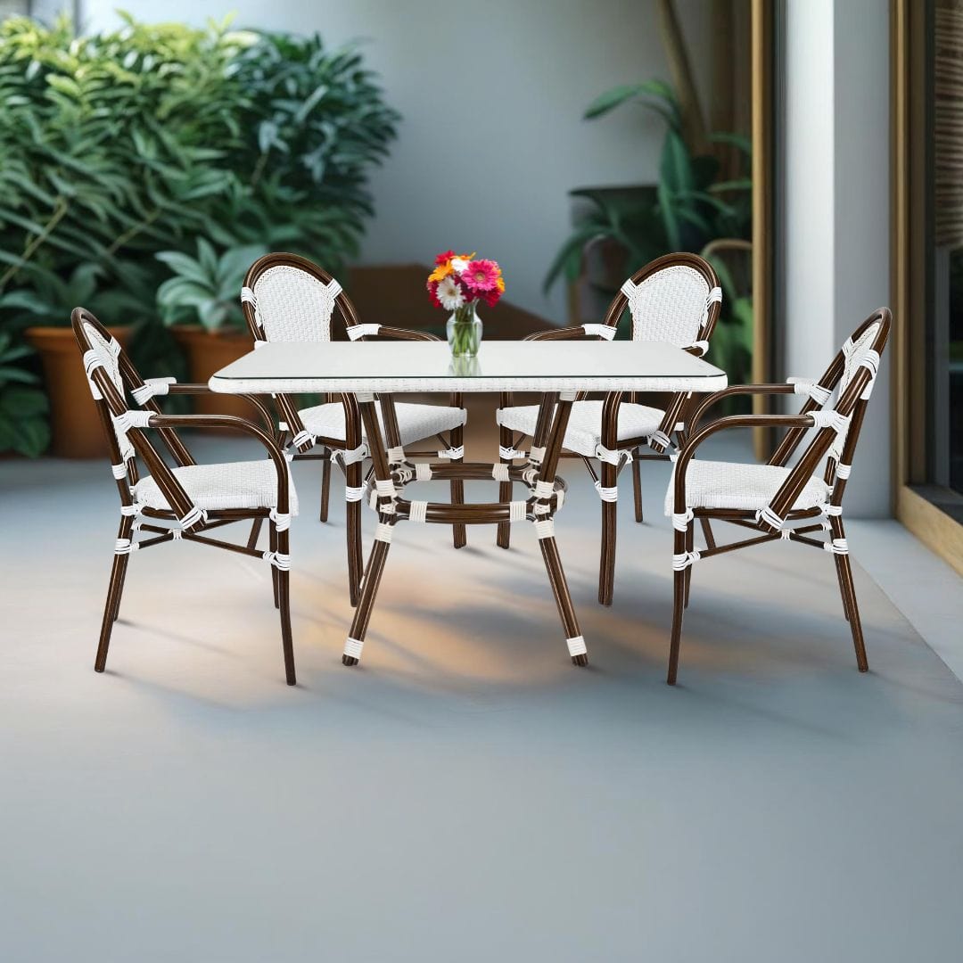 Toulouse Beige and Maroon French Bistro Set Includes 48