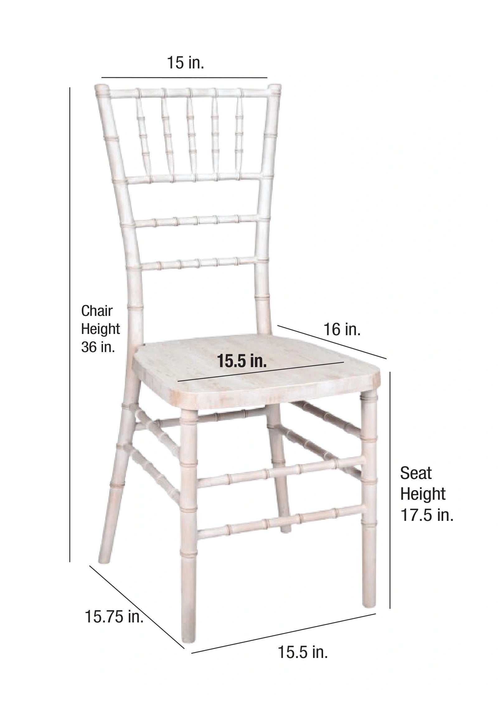 White Distressed WoodGrain™ Resin Steel Skeleton™ Chiavari Chair