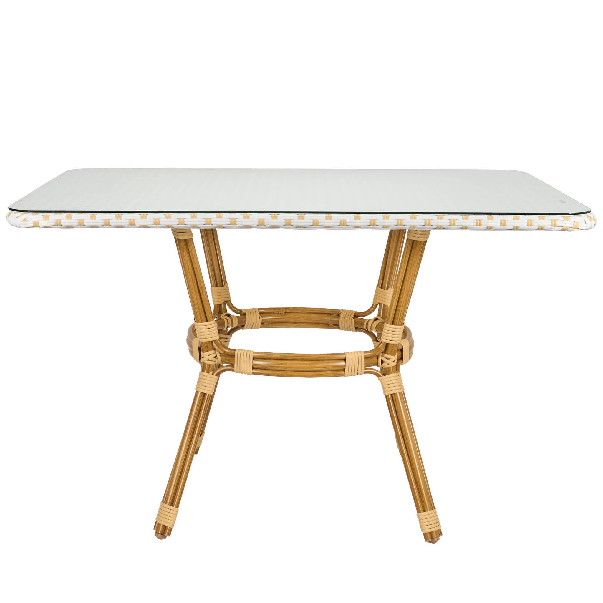 48" x 36" White and Beige French Bistro Table