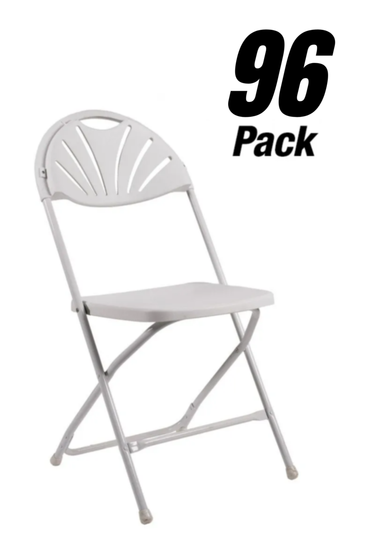 White Plastic Fan Back Folding Chair (Steel-Poly Chair), 96 Chair Bundle  CFPW-FAN-CX-T-96