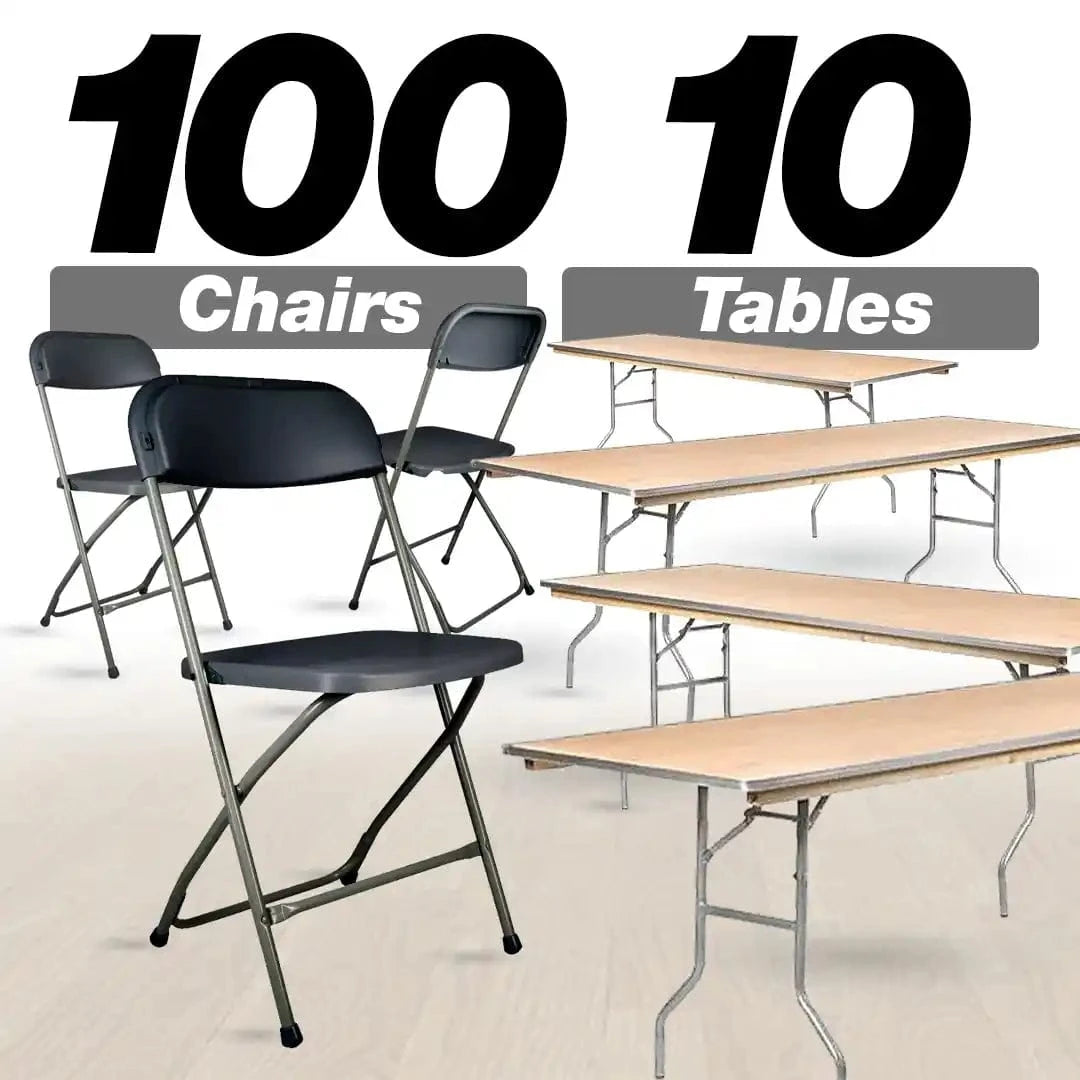 100 Pack Dark Gray Plastic Folding Chair and 10 96