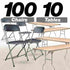 Chivari 100 Pack Black Plastic Folding Chair and 10 96" (8 Foot) Rectangular Plywood Banquet Table CFPB-100PLY96-KT