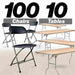 Chivari 100 Pack Dark Gray Plastic Folding Chair and 10 96" (8 Foot) Rectangular Plywood Banquet Table CFPGD-100PLY96-KT
