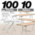 Chivari 100 Pack White Plastic Folding Chair and 10 96" (8 Foot) Rectangular Plywood Banquet Table CFPW-100PLY96-KT