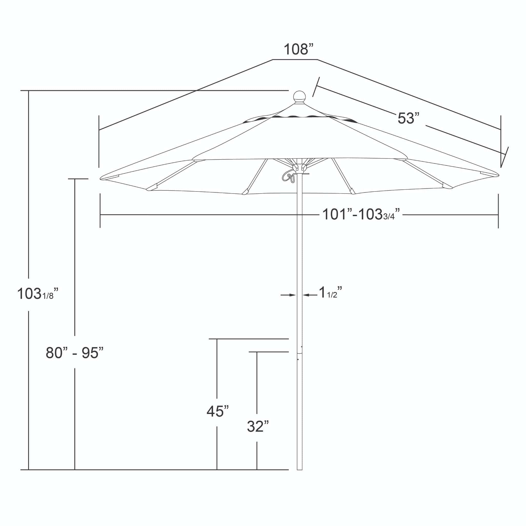 California Umbrellas Tuscan 9' Patio Umbrella Bronze Pole, Sunbrella Canopy CAL-ALTO908117-5417