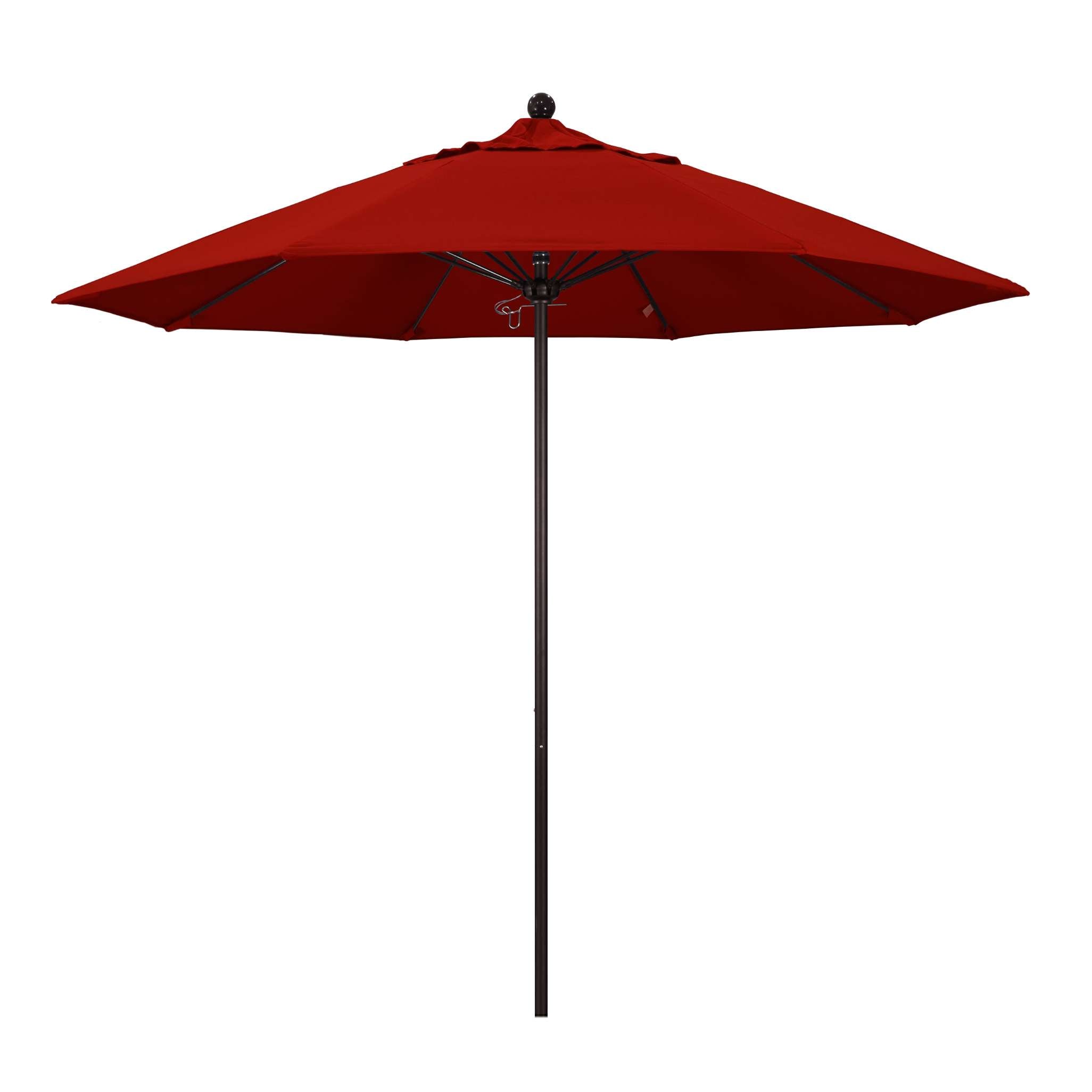 California Umbrellas Jockey Red 9' Patio Umbrella Bronze Pole, Sunbrella Canopy CAL-ALTO908117-5403