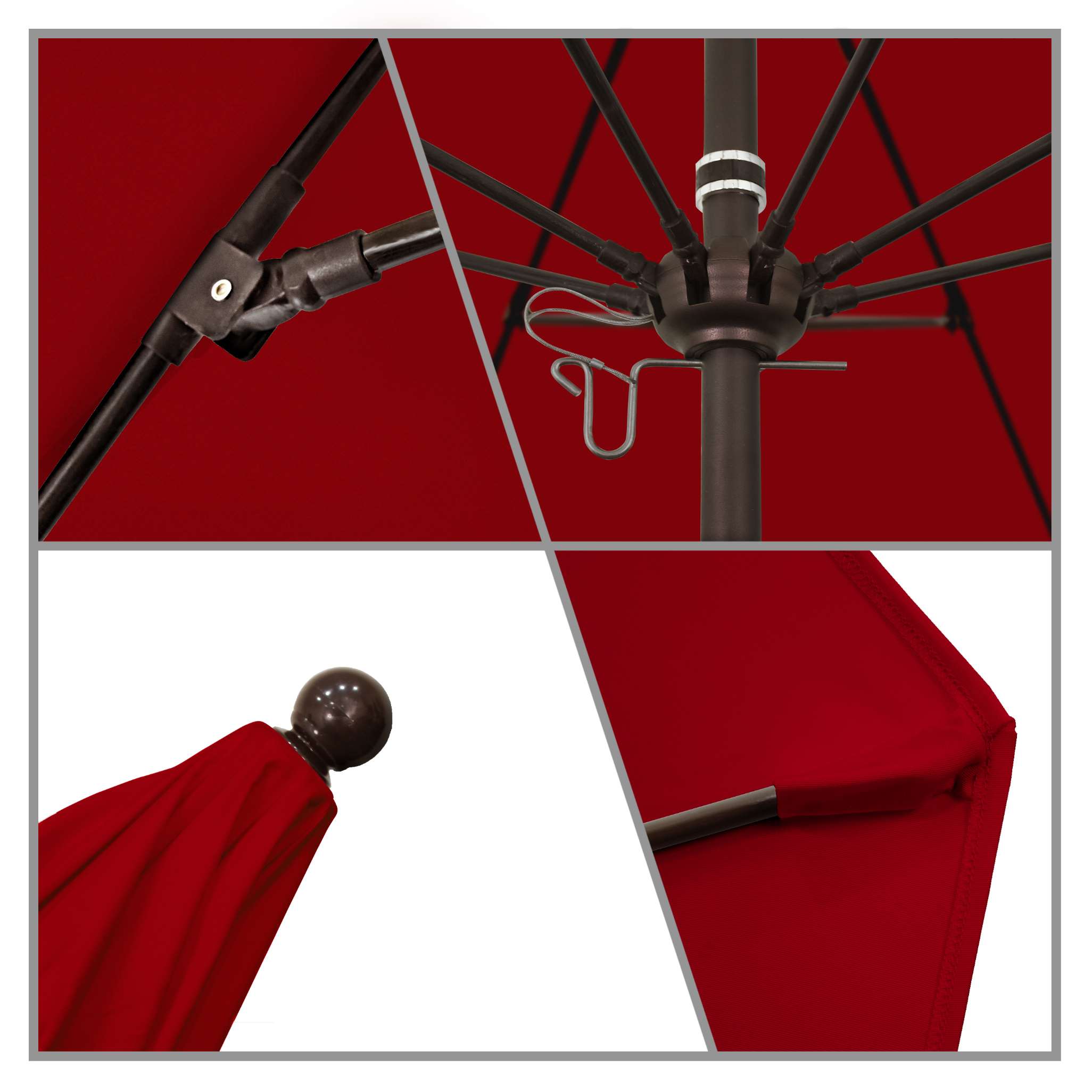 California Umbrellas Jockey Red 9' Patio Umbrella Bronze Pole, Sunbrella Canopy CAL-ALTO908117-5403