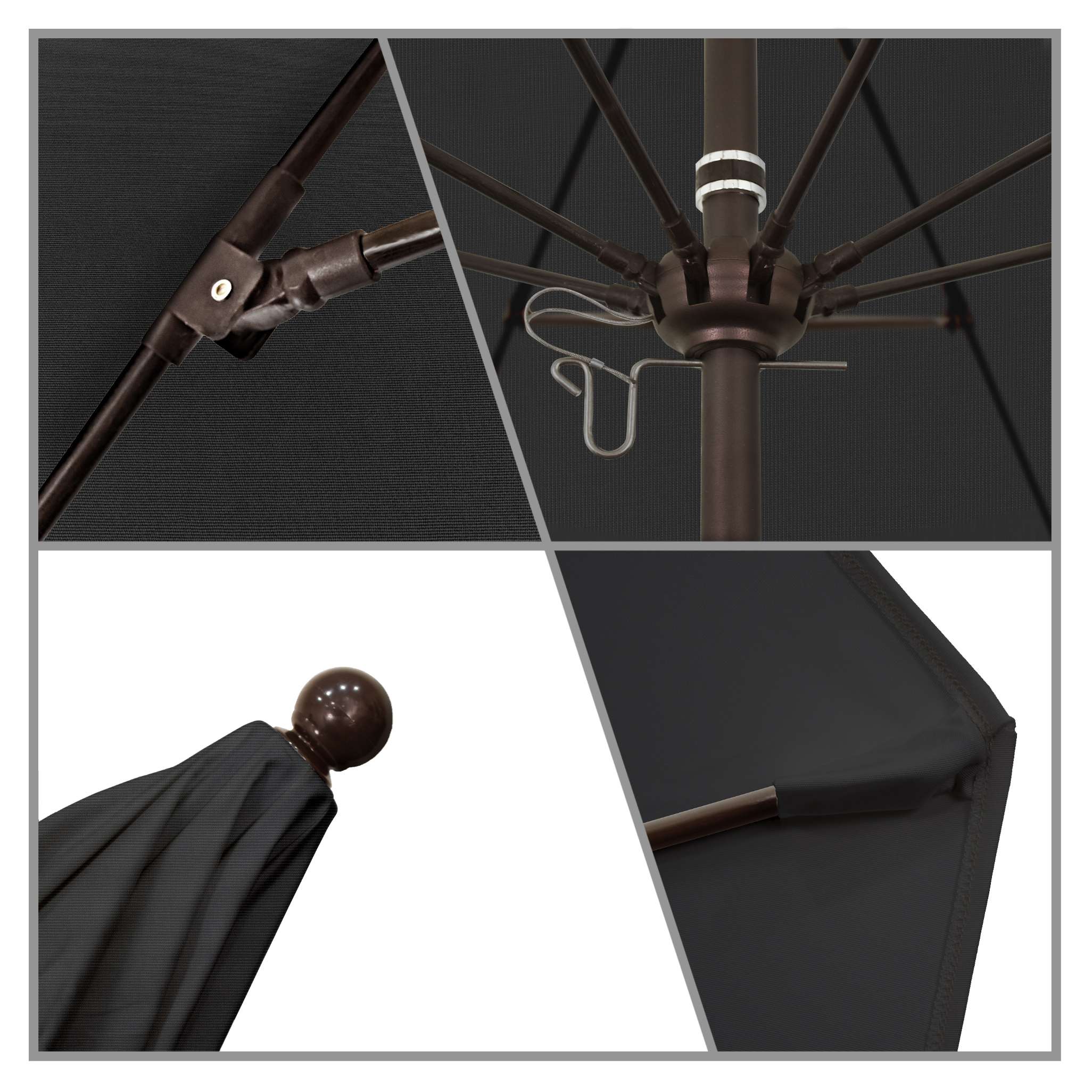California Umbrellas Black 9' Patio Umbrella Bronze Pole, Sunbrella Canopy CAL-ALTO908117-5408