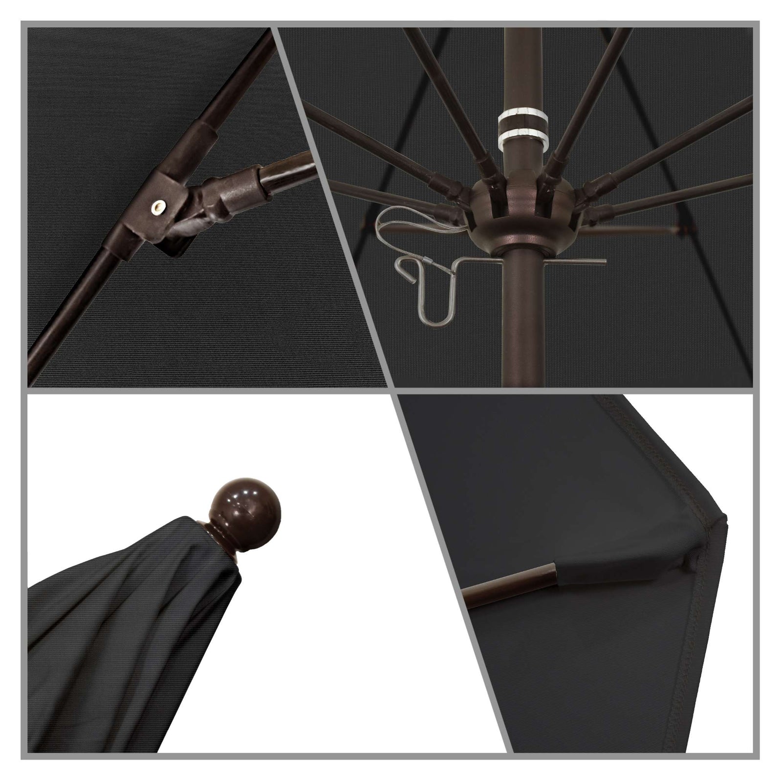 California Umbrellas Black 9' Patio Umbrella Bronze Pole, Sunbrella Canopy CAL-ALTO908117-5408
