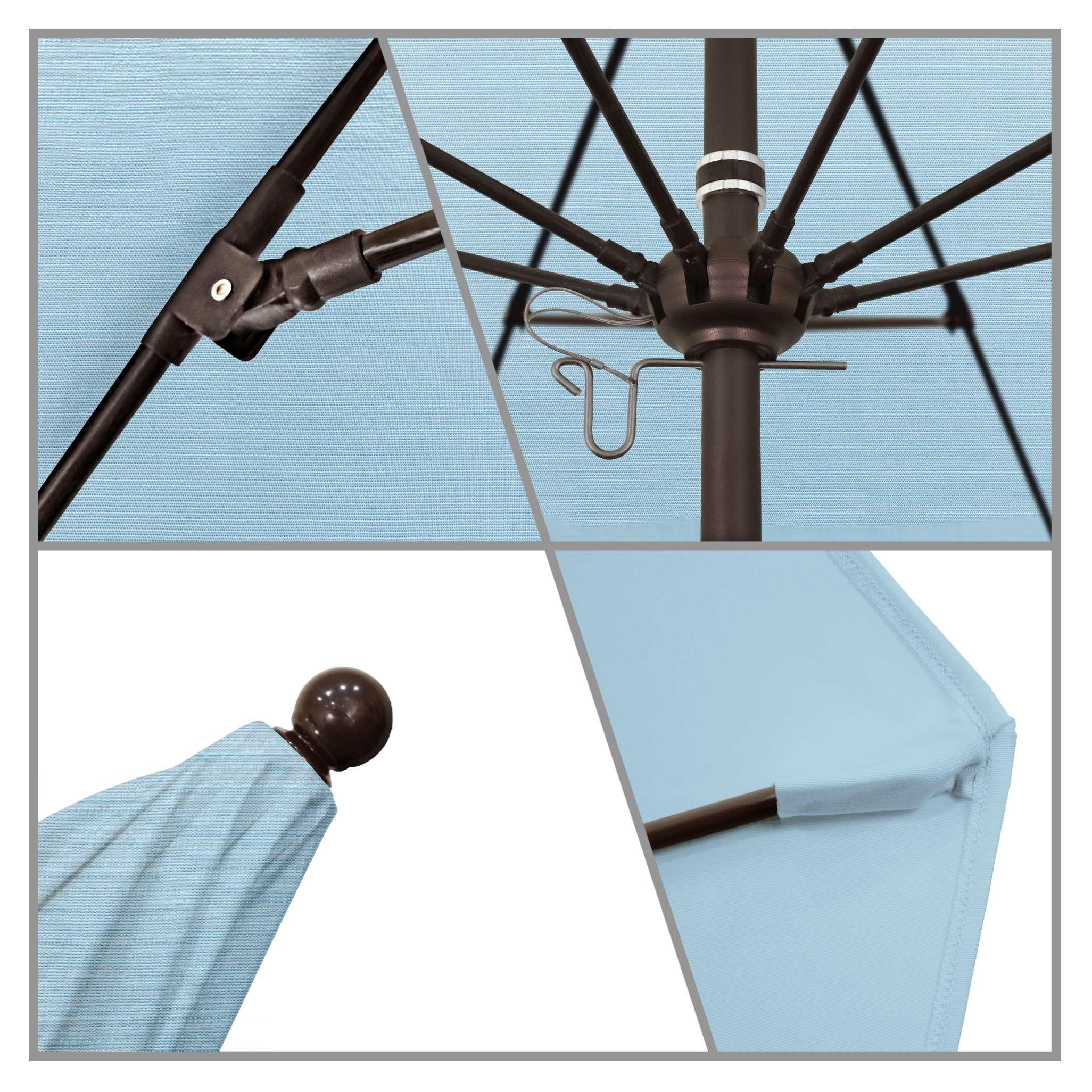 California Umbrellas Air Blue 9' Patio Umbrella Bronze Pole, Sunbrella Canopy CAL-ALTO908117-5410