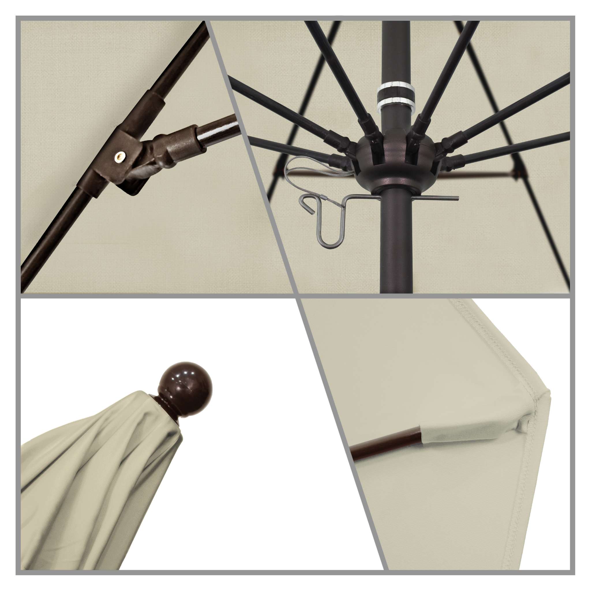California Umbrellas Antique Beige 9' Patio Umbrella Bronze Pole, Sunbrella Canopy CAL-ALTO908117-5422
