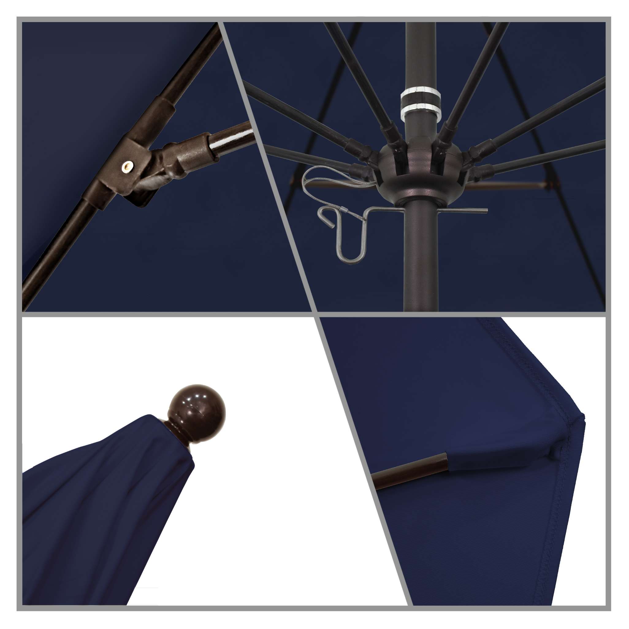 California Umbrellas Navy Blue 9' Patio Umbrella Bronze Pole, Sunbrella Canopy CAL-ALTO908117-5439