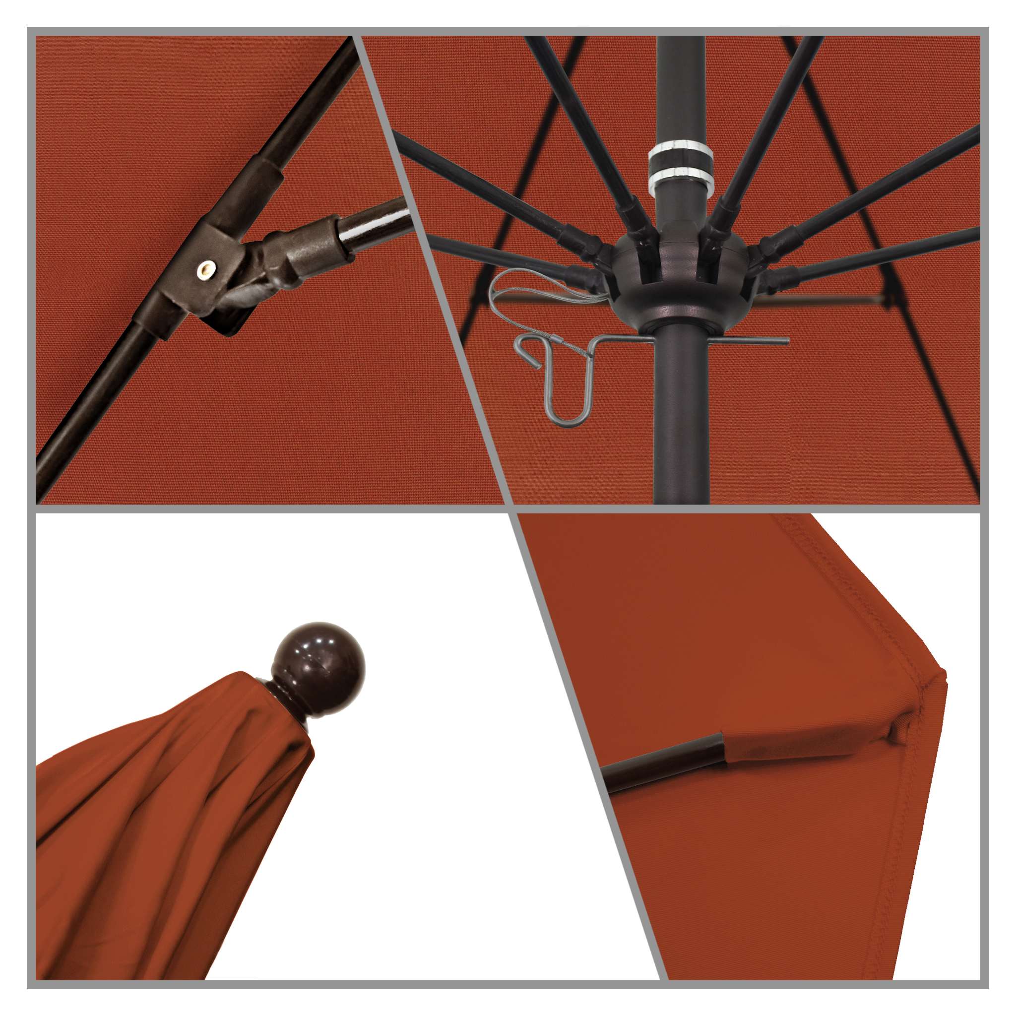 California Umbrellas Terracotta 9' Patio Umbrella Bronze Pole, Sunbrella Canopy CAL-ALTO908117-5440