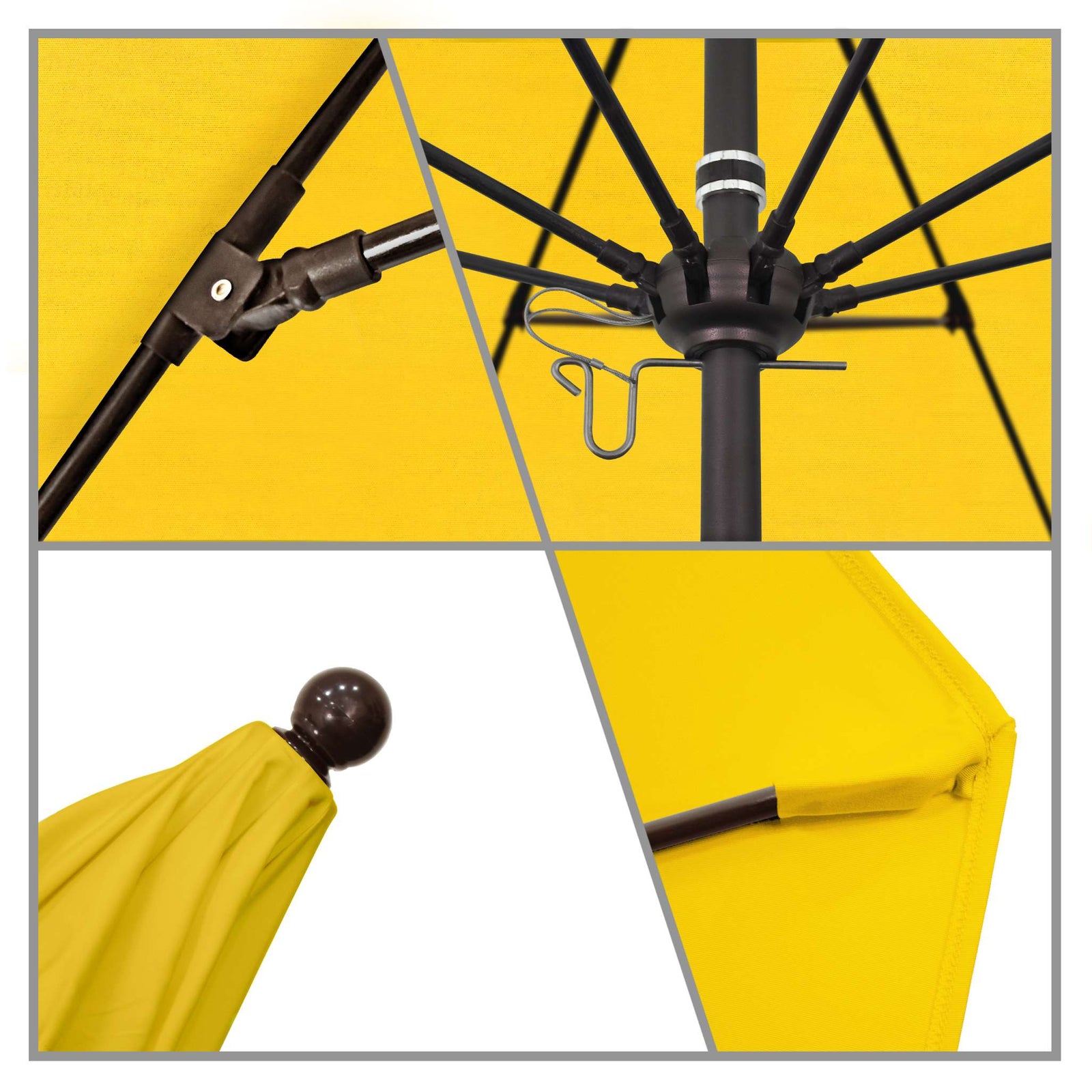 California Umbrellas Sunflower Yellow 9' Patio Umbrella Bronze Pole, Sunbrella Canopy CAL-ALTO908117-5457