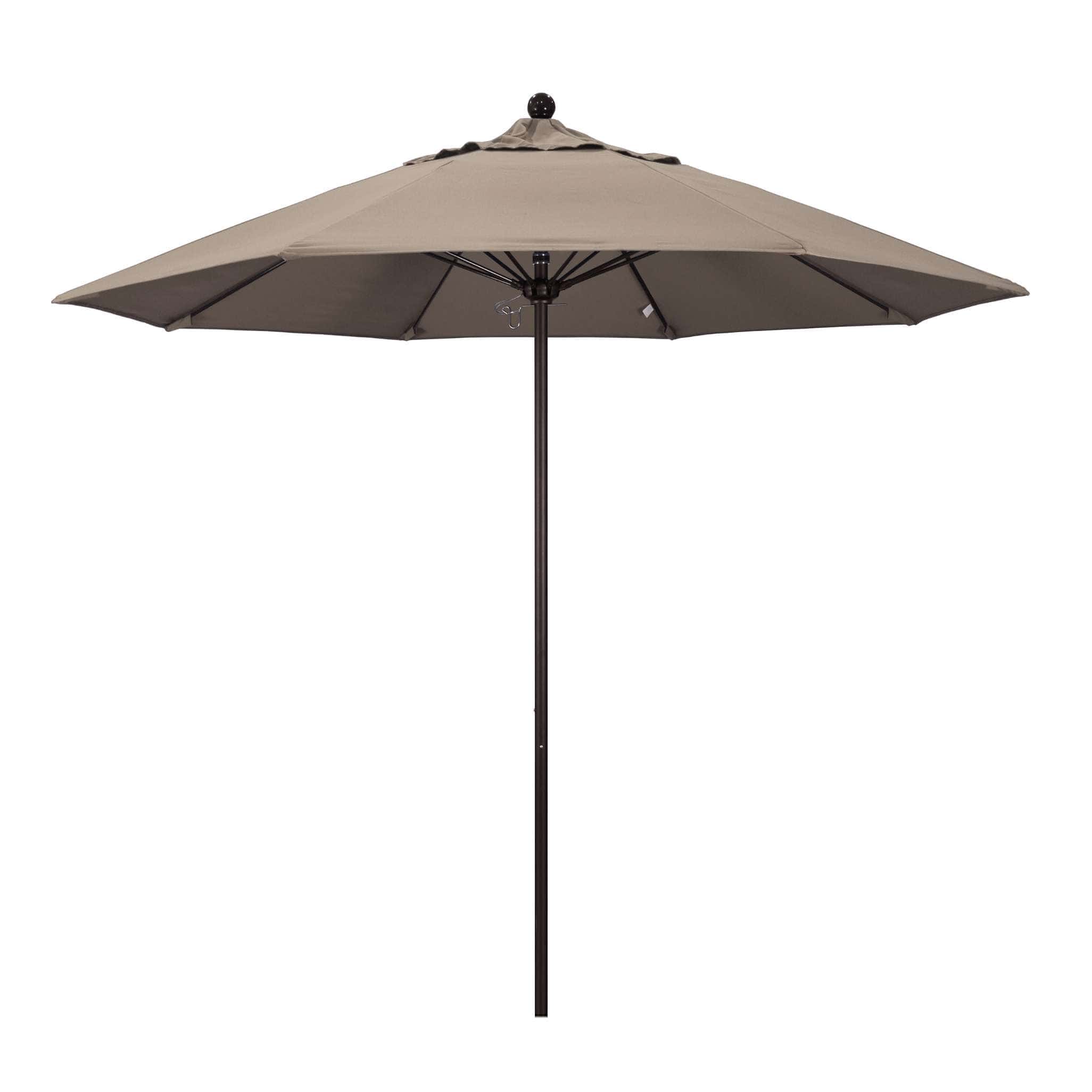 California Umbrellas Taupe 9' Patio Umbrella Bronze Pole, Sunbrella Canopy CAL-ALTO908117-5461