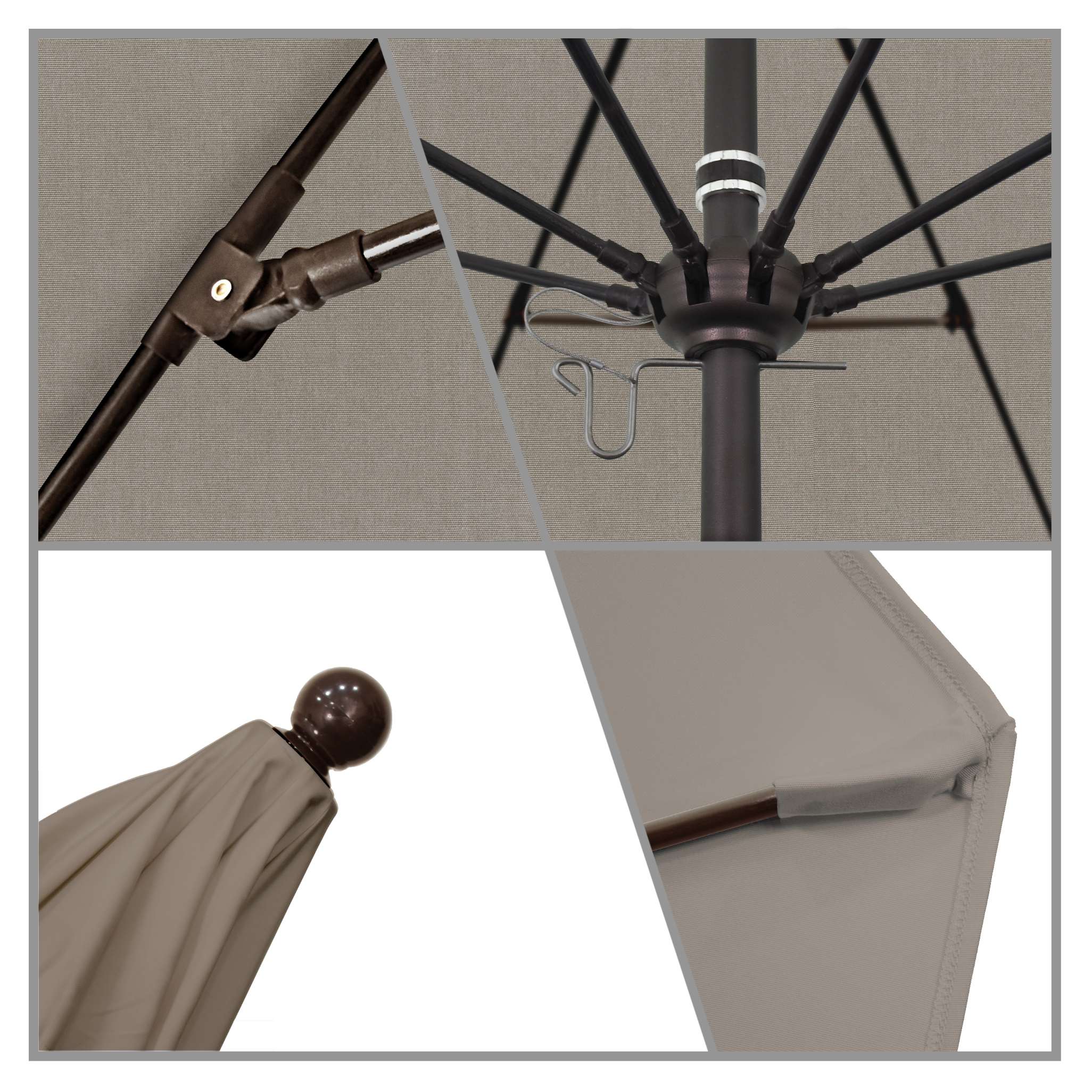 California Umbrellas Taupe 9' Patio Umbrella Bronze Pole, Sunbrella Canopy CAL-ALTO908117-5461