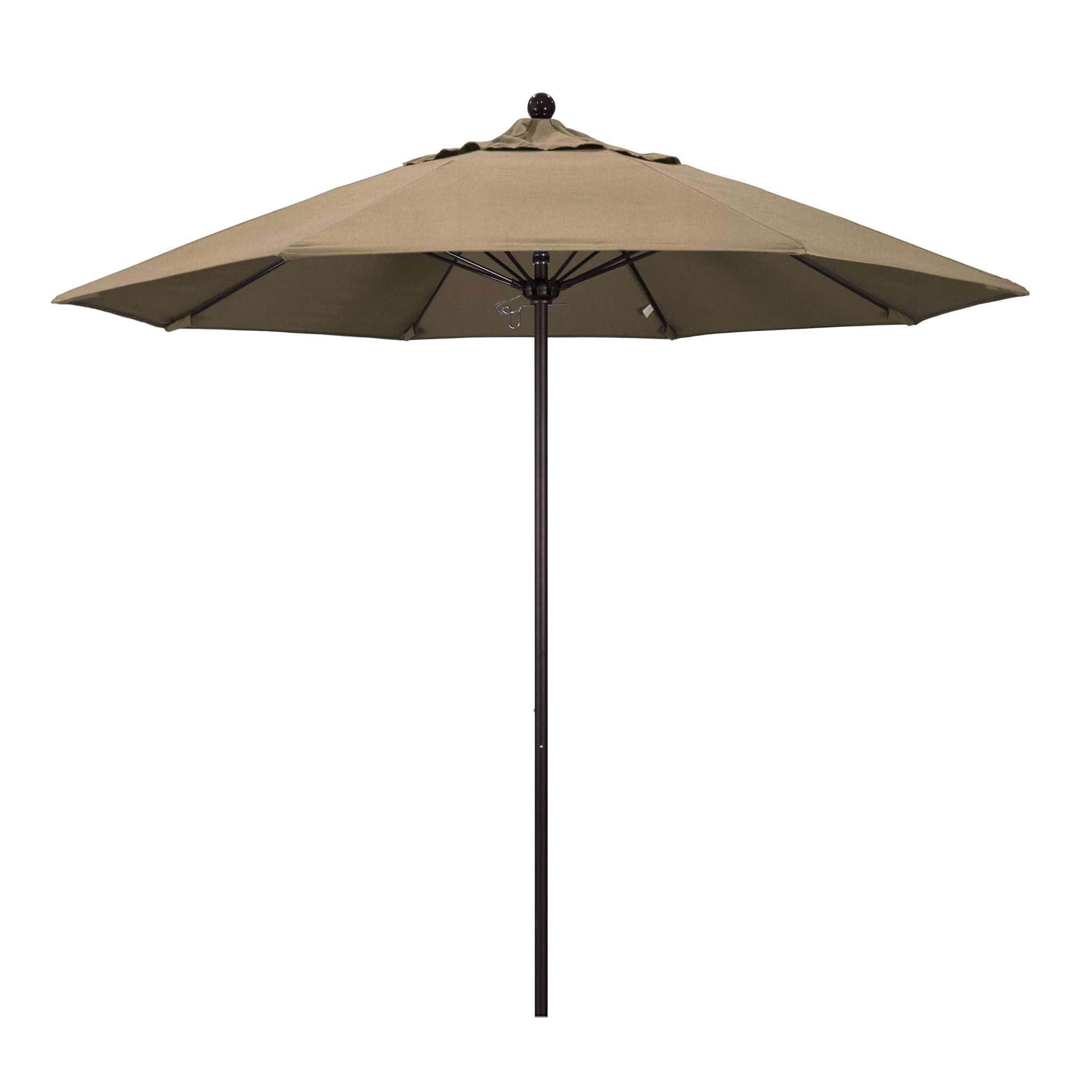 California Umbrellas Heather Beige 9' Patio Umbrella Bronze Pole, Sunbrella Canopy CAL-ALTO908117-5476