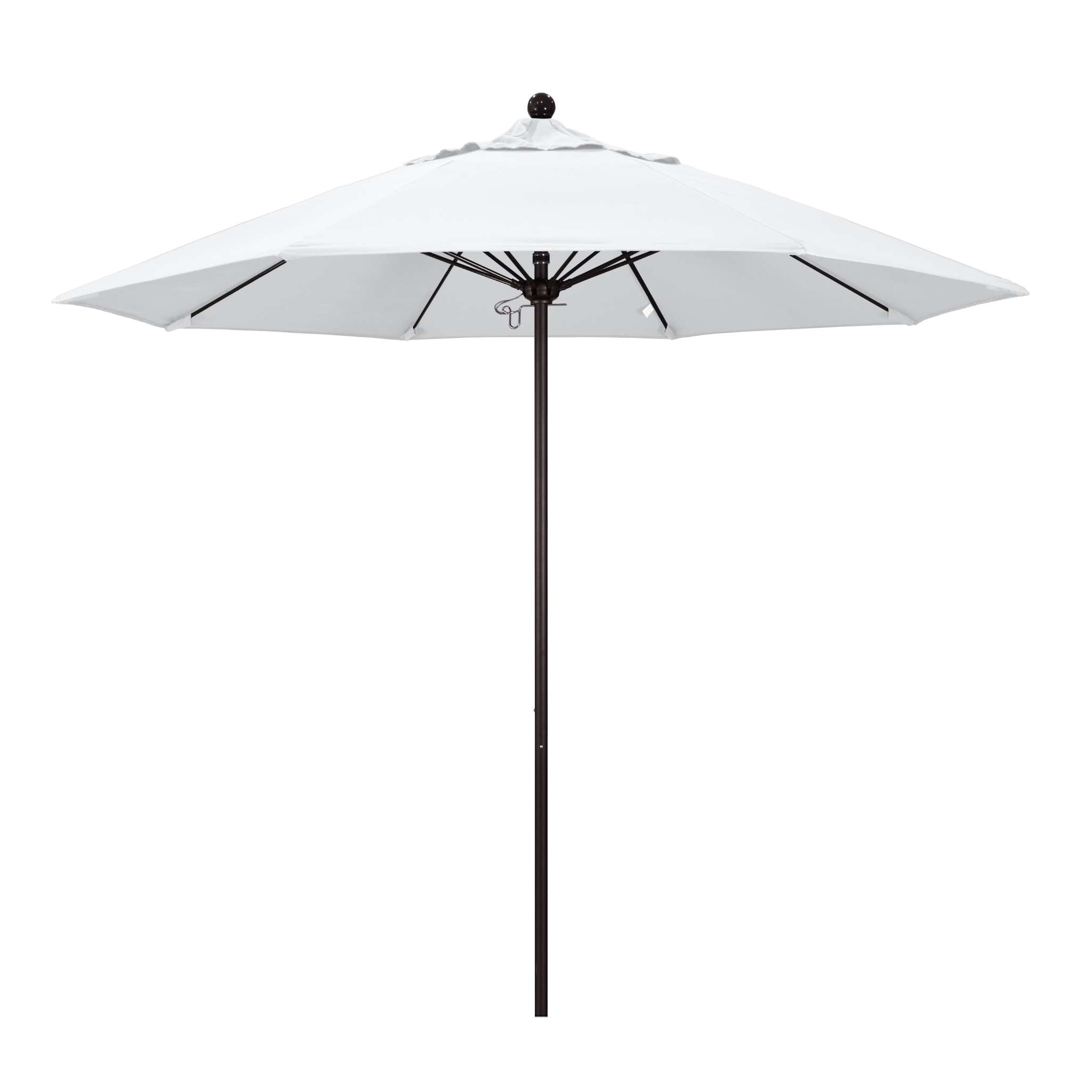 California Umbrellas White 9' Patio Umbrella Bronze Pole, Olefin Canopy CAL-ALTO908117-F04