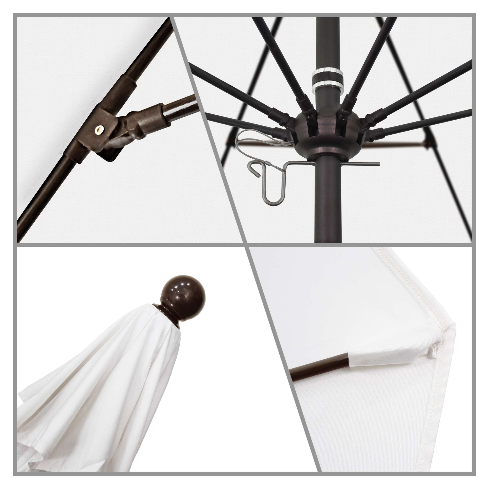 California Umbrellas White 9' Patio Umbrella Bronze Pole, Olefin Canopy CAL-ALTO908117-F04
