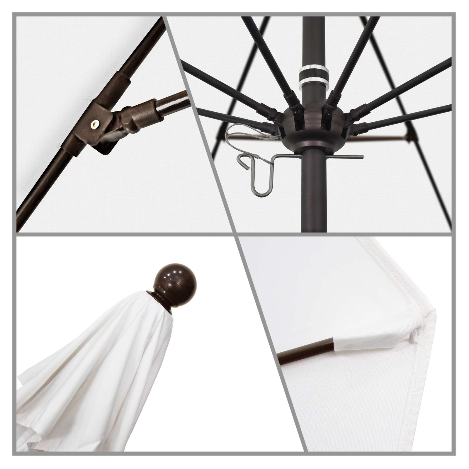 California Umbrellas White 9' Patio Umbrella Bronze Pole, Olefin Canopy CAL-ALTO908117-F04