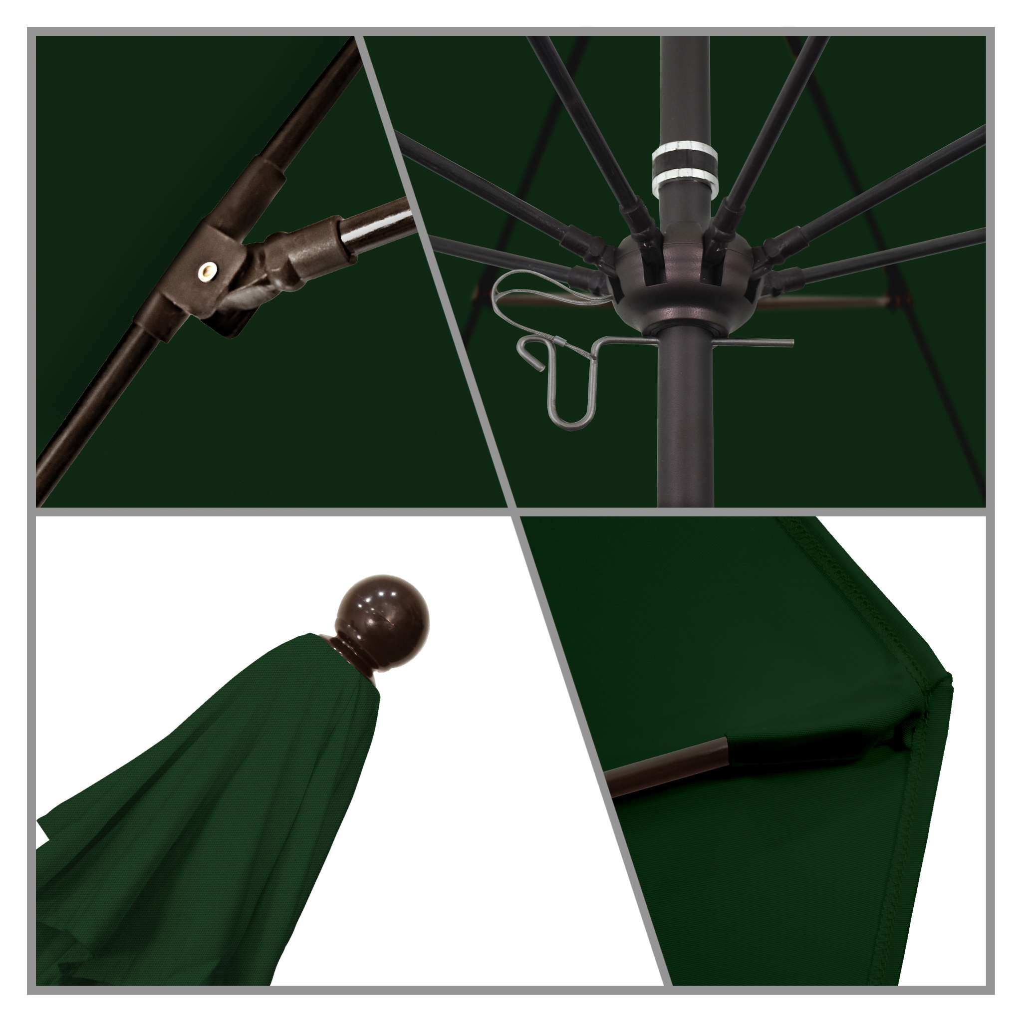California Umbrellas Hunter Green 9' Patio Umbrella Bronze Pole, Olefin Canopy CAL-ALTO908117-F08