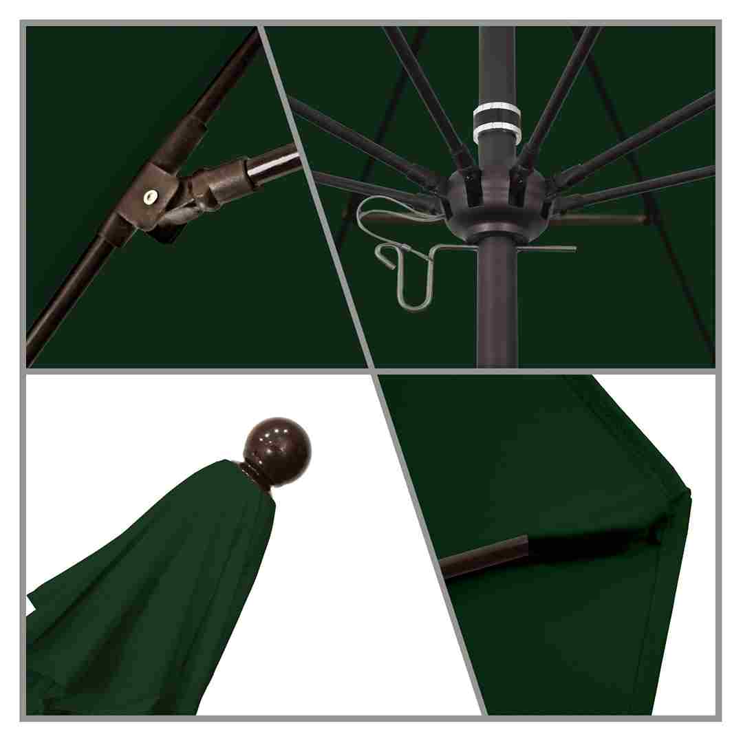 California Umbrellas Hunter Green 9' Patio Umbrella Bronze Pole, Olefin Canopy CAL-ALTO908117-F08