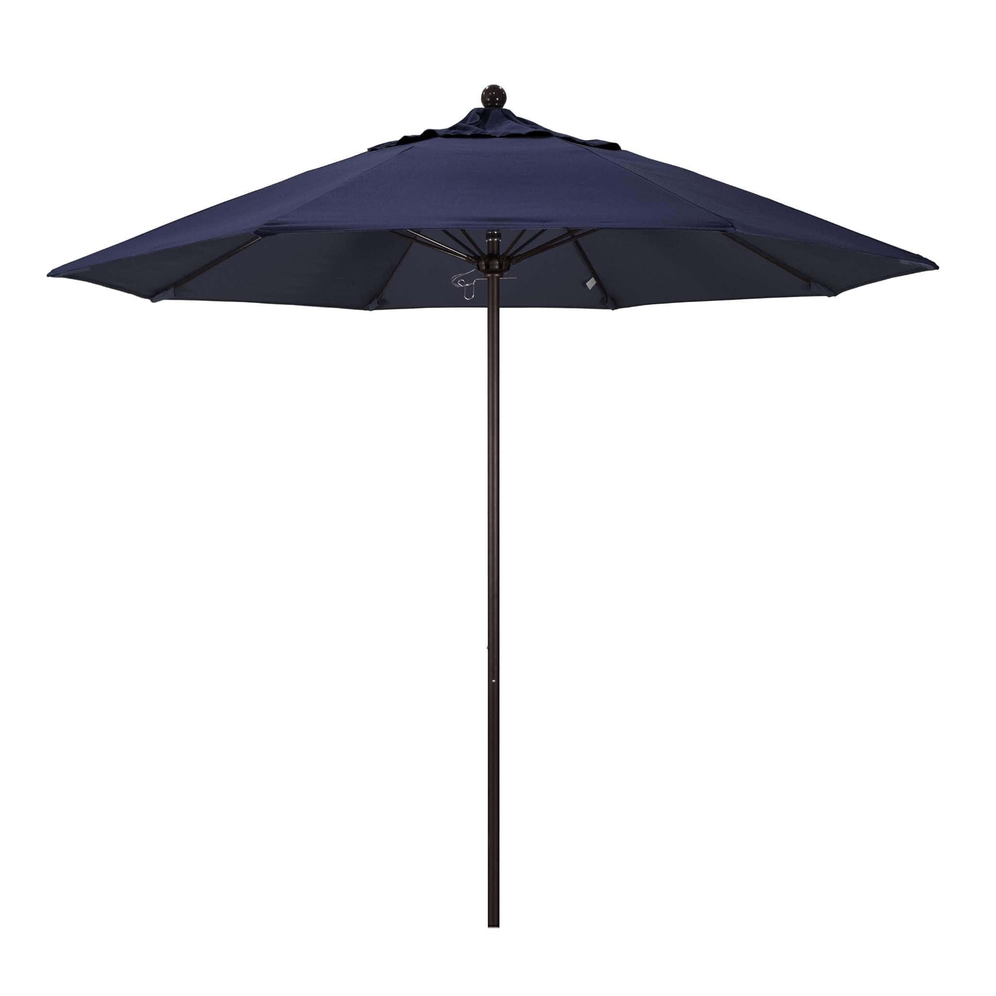 California Umbrellas Navy Blue 9' Patio Umbrella Bronze Pole, Olefin Canopy CAL-ALTO908117-F09