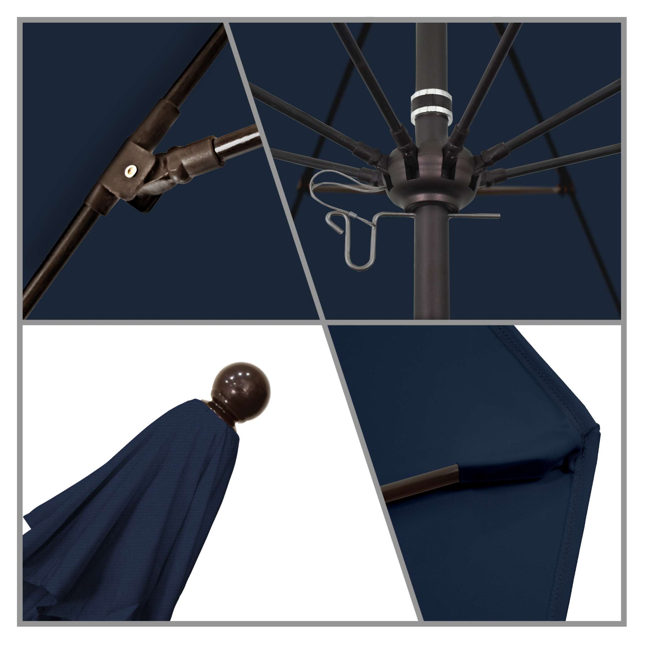 California Umbrellas Navy Blue 9' Patio Umbrella Bronze Pole, Olefin Canopy CAL-ALTO908117-F09