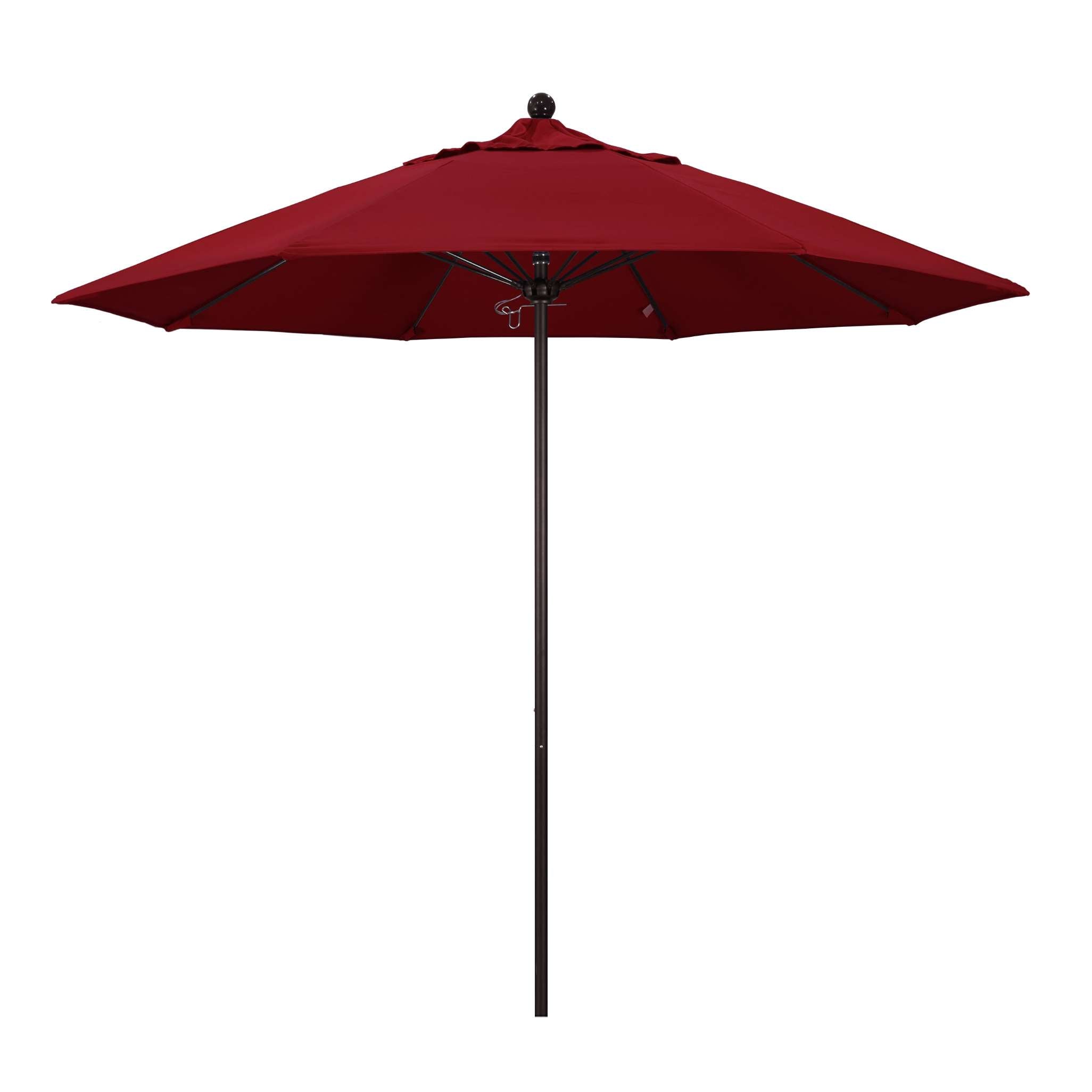 California Umbrellas Red 9' Patio Umbrella Bronze Pole, Olefin Canopy CAL-ALTO908117-F13