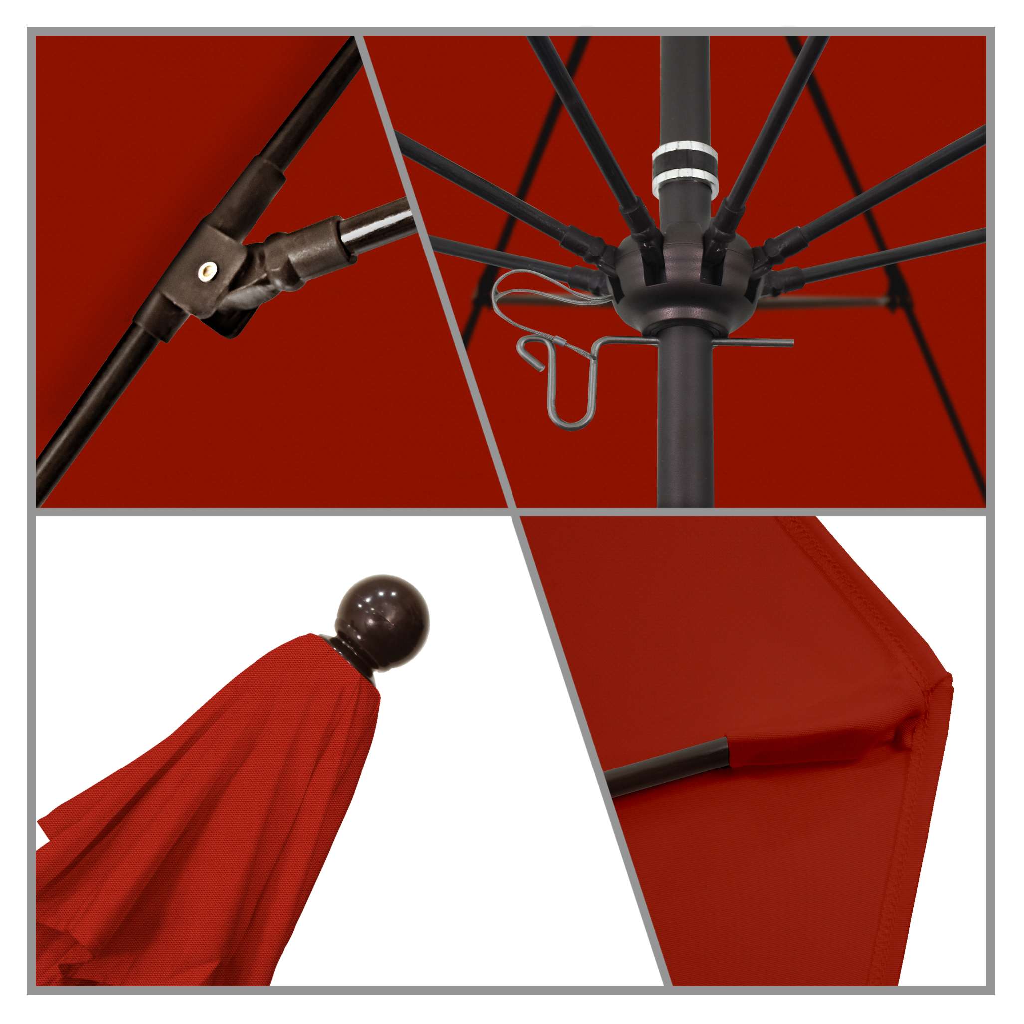 California Umbrellas Red 9' Patio Umbrella Bronze Pole, Olefin Canopy CAL-ALTO908117-F13