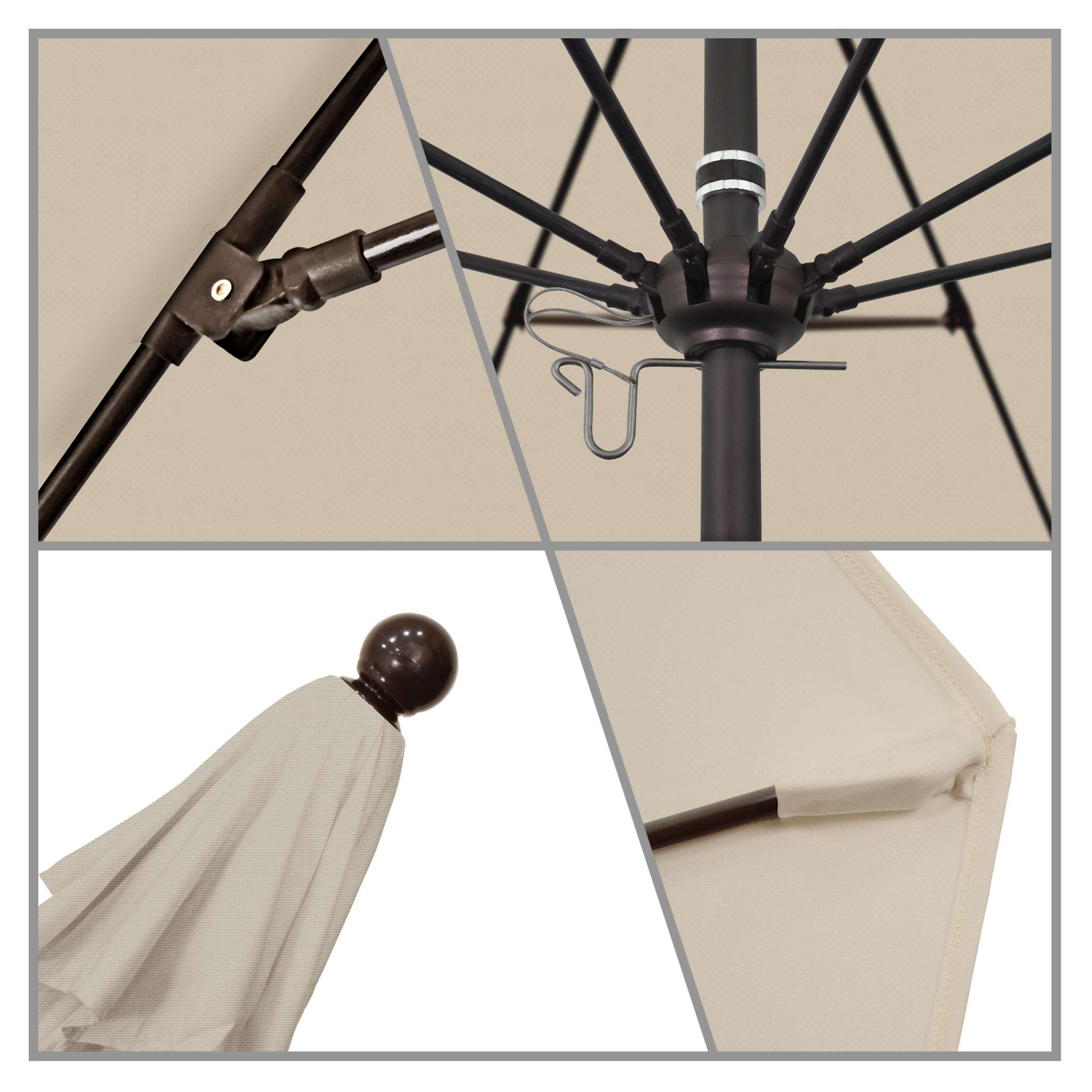California Umbrellas Antique Beige 9' Patio Umbrella Bronze Pole, Olefin Canopy CAL-ALTO908117-F22